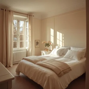 Cozy French bed and breakfast bedroom rose